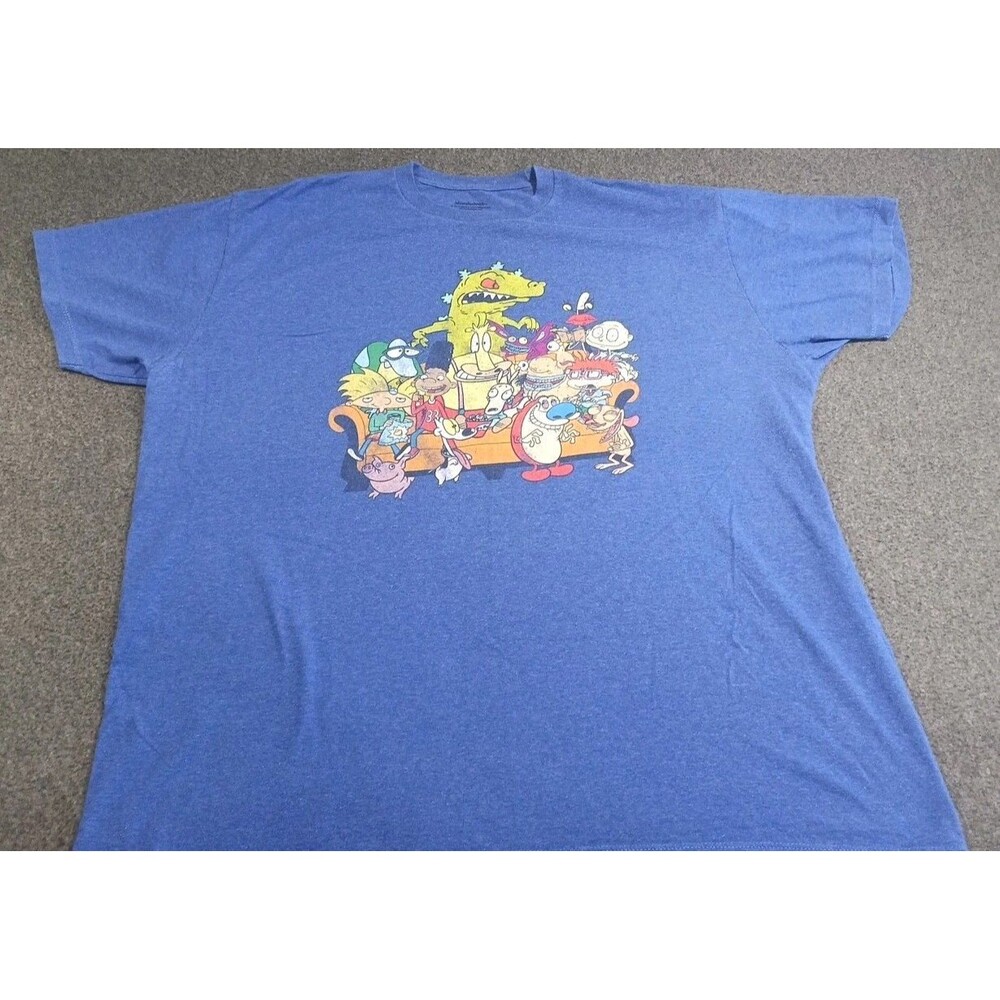 Vintage Nickelodeon Nicktoons T Shirt Blue Rugrats Reptar Arnold Ren Rocko XXL - Picture 5 of 11
